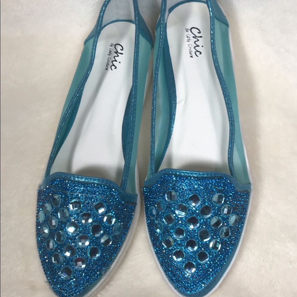 Chic by Lady Couture turquoise glitter  flats